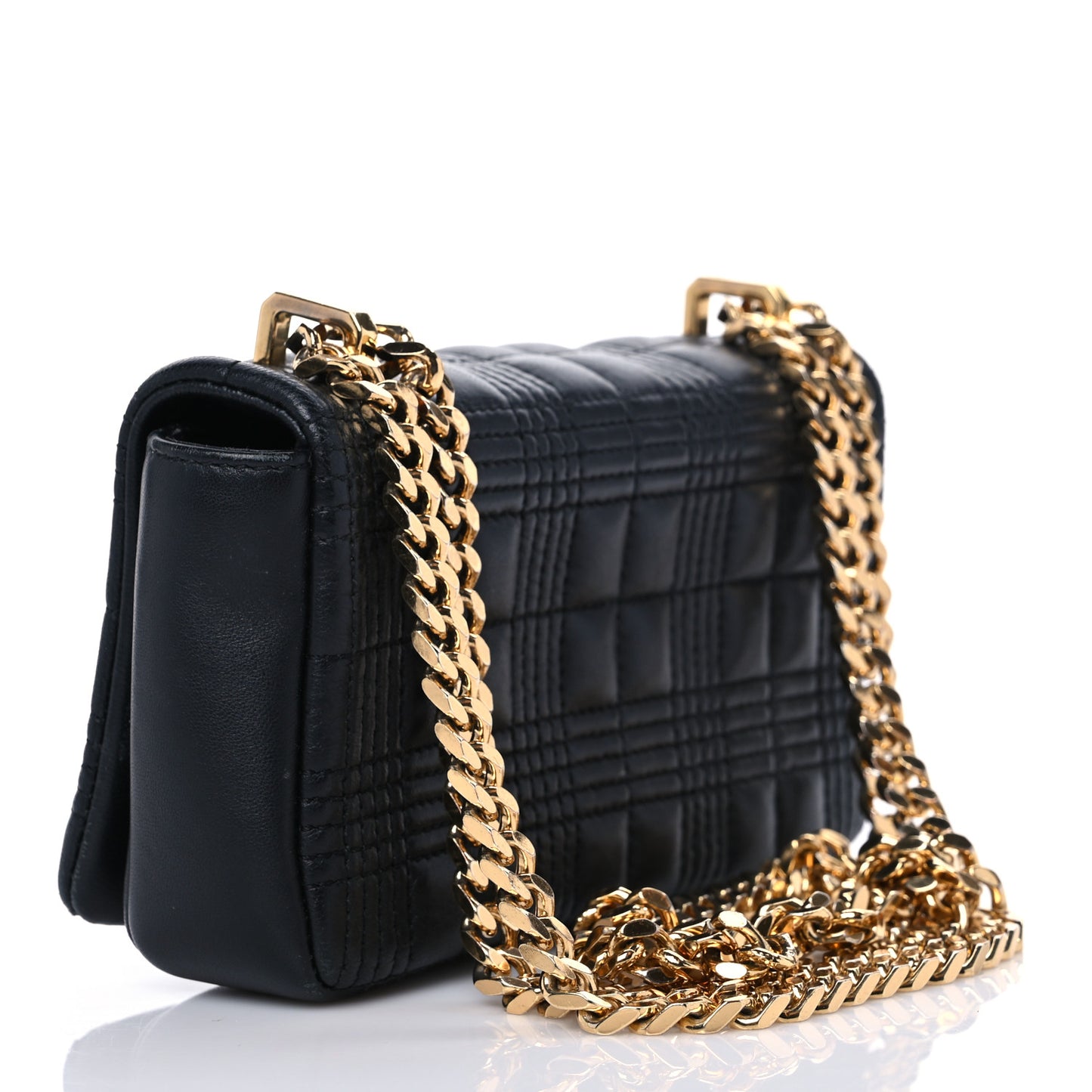Grainy Calfskin Quilted Mini Lola Bag Black