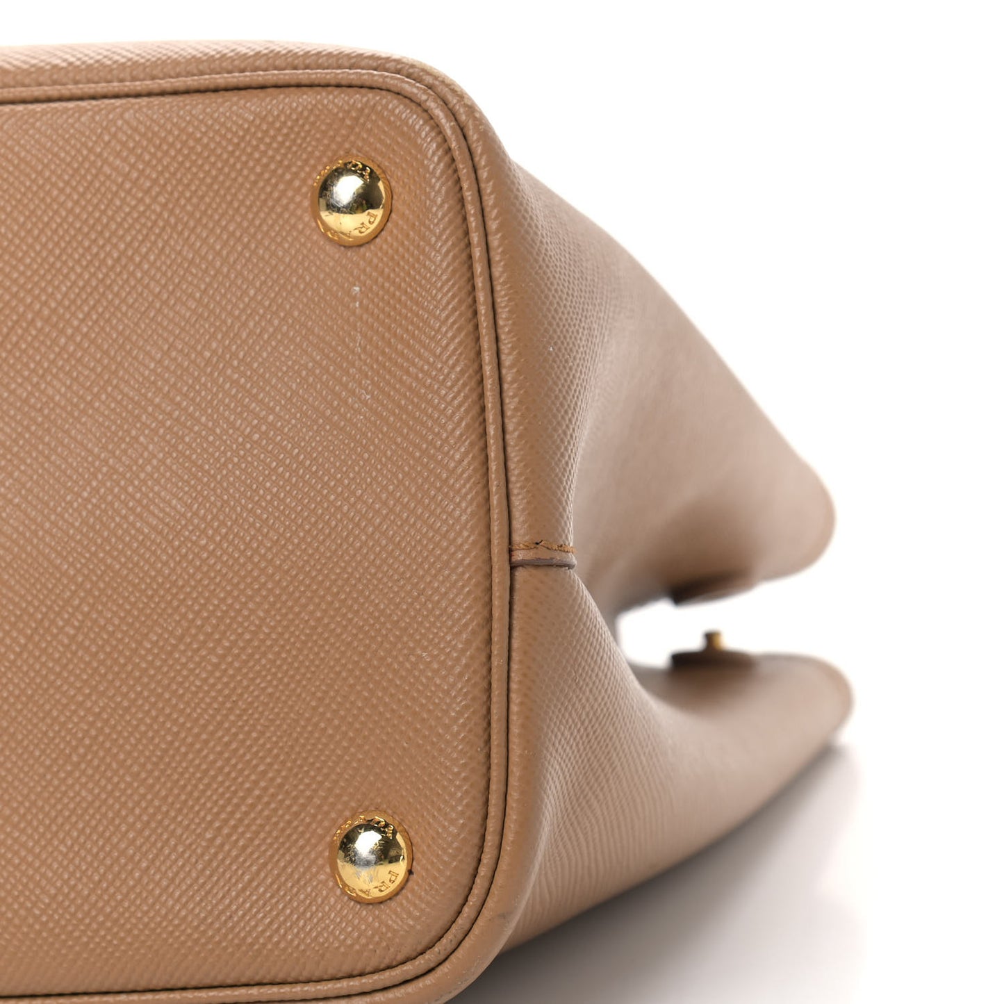 Saffiano Cuir Small Double Bag Caramel Fuoco