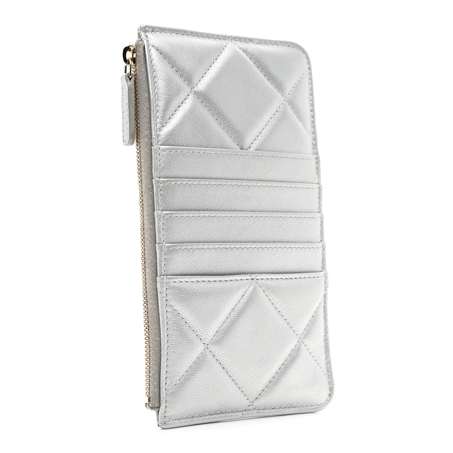 Chanel Lambskin Quilted Chanel 19 Phone and Card Holder Silver 3 of 8