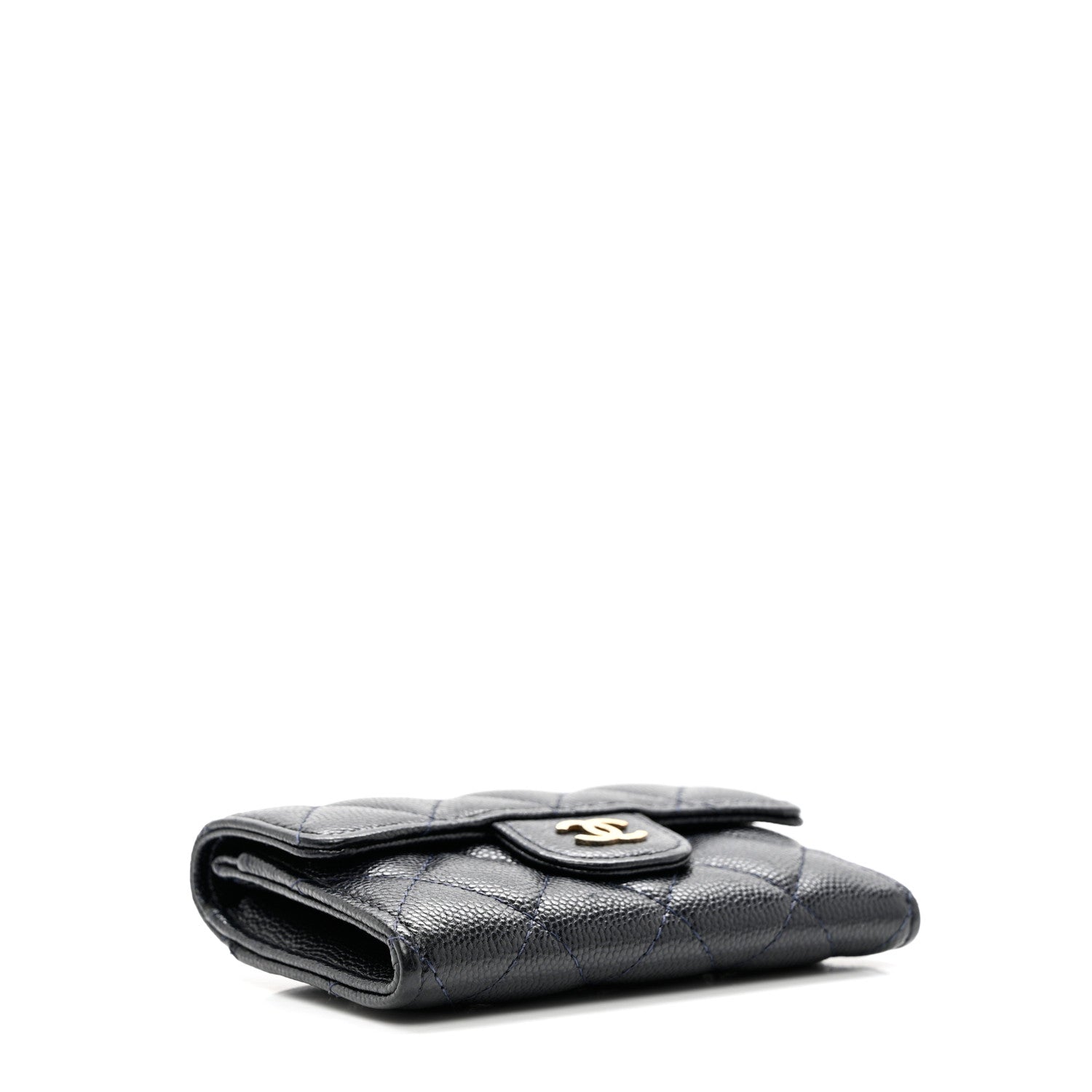 Chanel Caviar Quilted Flap Card Holder Wallet Navy Blue 4 of 8