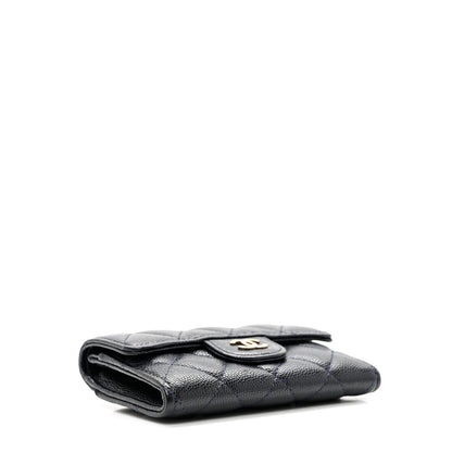 Chanel Caviar Quilted Flap Card Holder Wallet Navy Blue 4 of 8