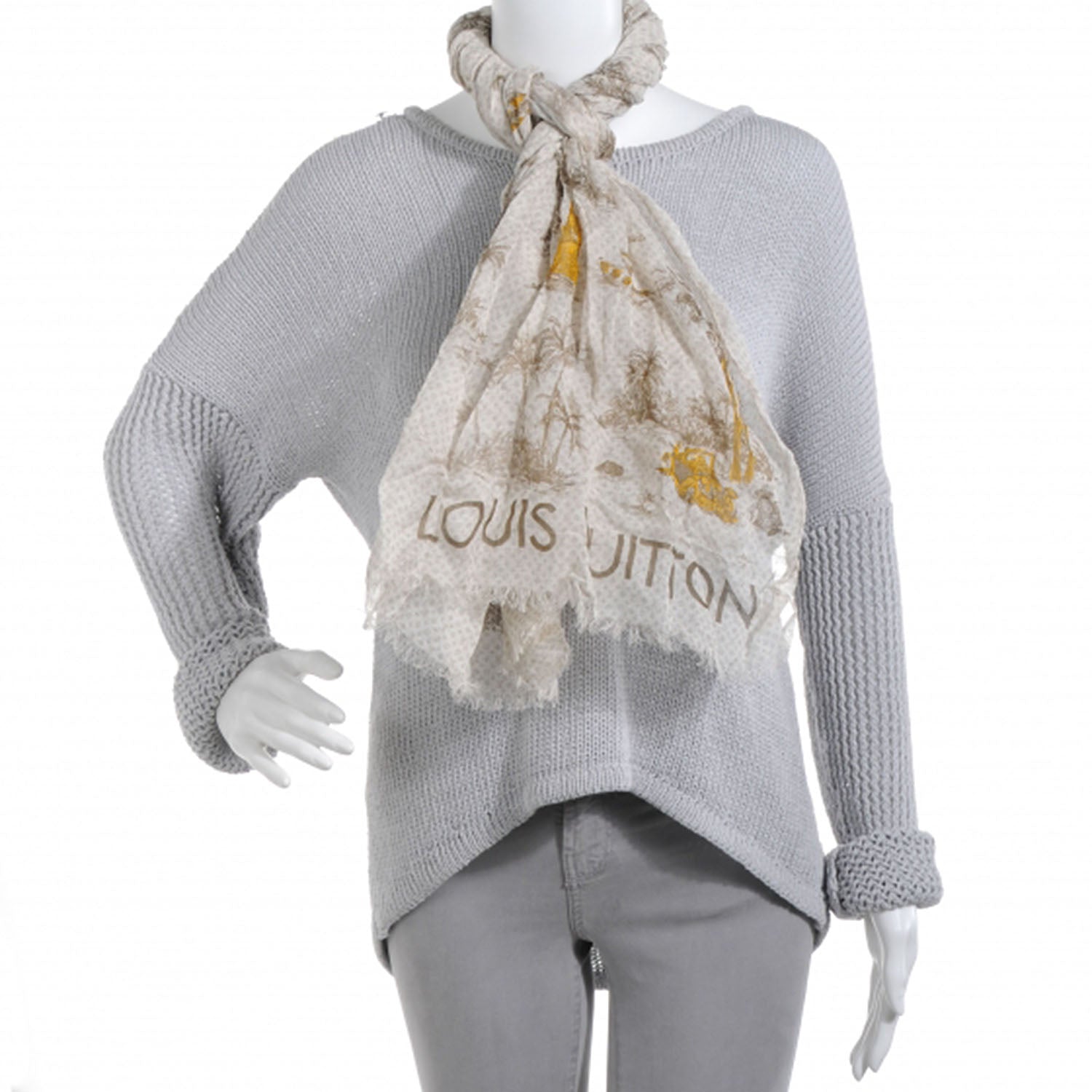 Louis Vuitton Cotton Linen Toile Etole De Louis Stole Beige 2 of 7