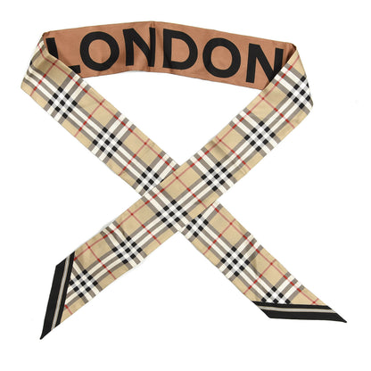Burberry Silk Vintage Check Logo Print Skinny Scarf 1 of 2