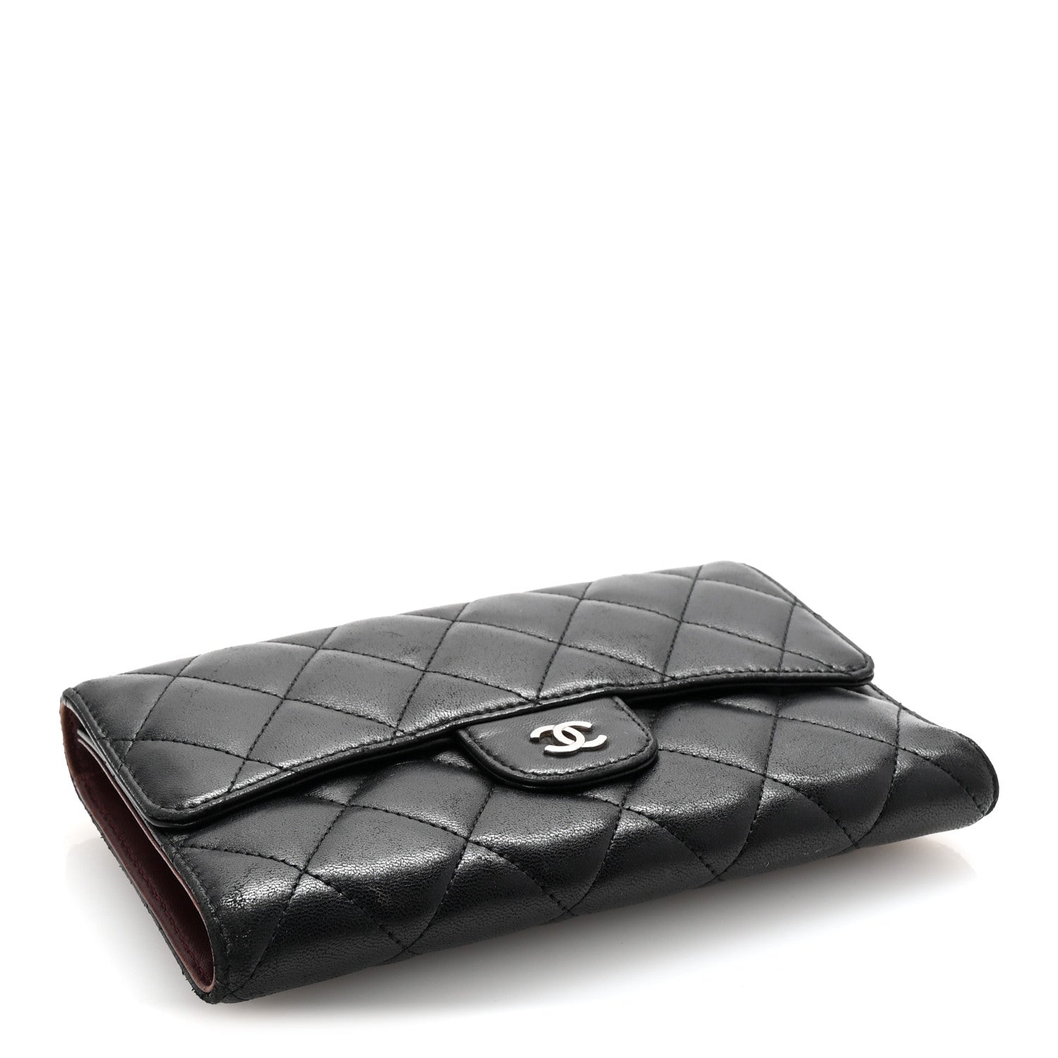 Chanel Lambskin Quilted Large Flap Wallet Black 4 of 8