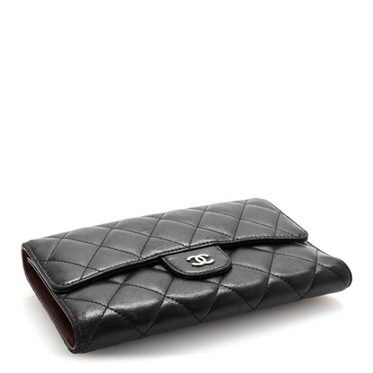 Chanel Lambskin Quilted Large Flap Wallet Black 4 of 8