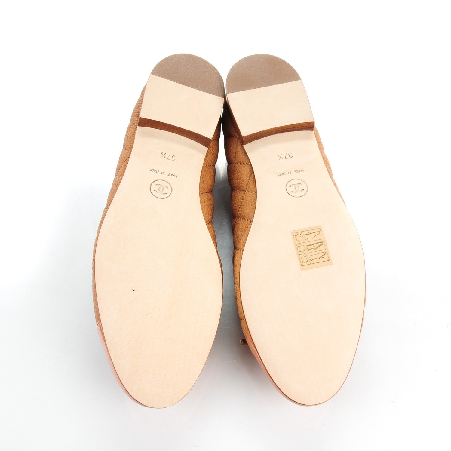 Chanel Caviar Patent CC Cap Toe Ballerina Flats 37.5 Brown 5 of 8