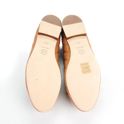 Chanel Caviar Patent CC Cap Toe Ballerina Flats 37.5 Brown 5 of 8