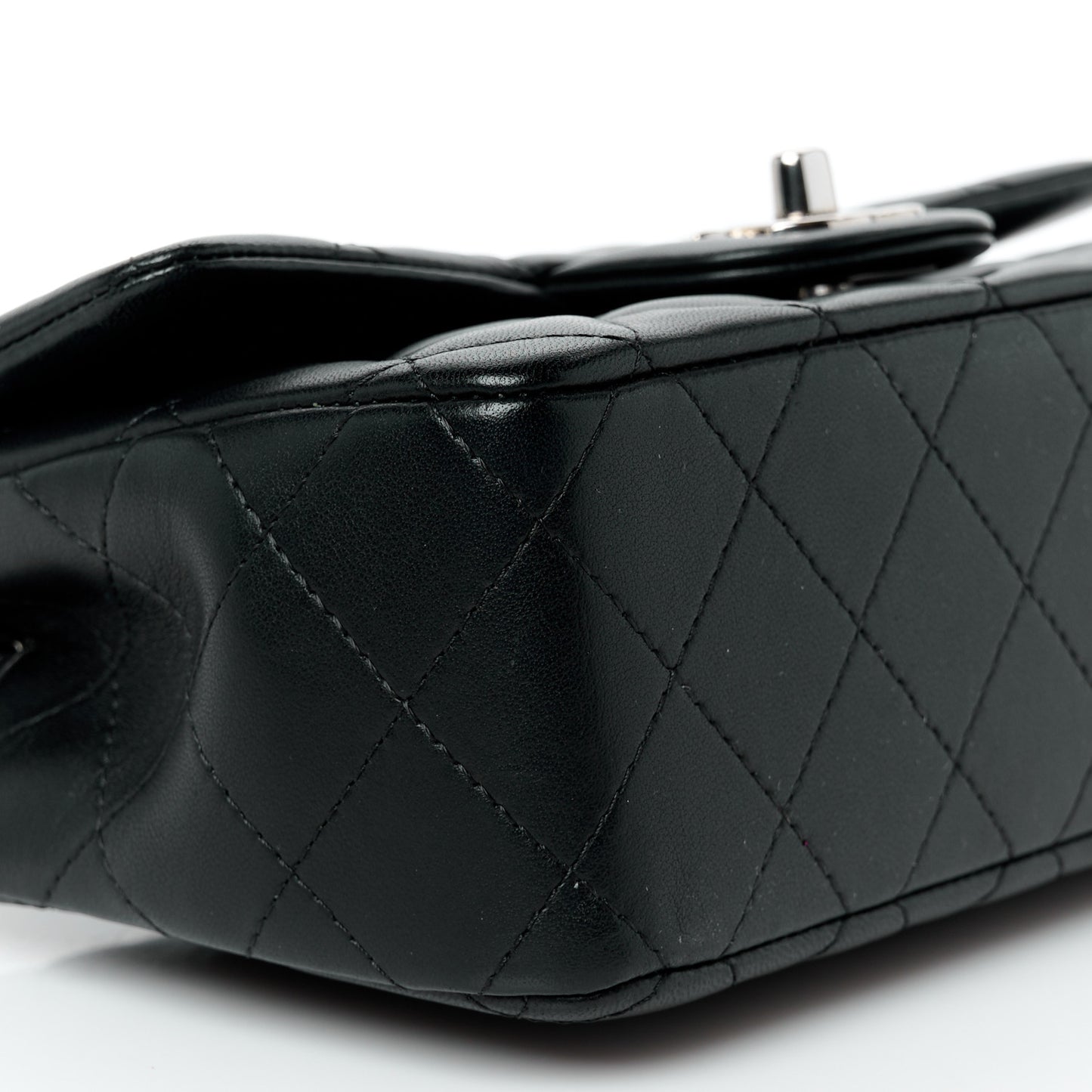 Lambskin Quilted Mini Rectangular Flap Black