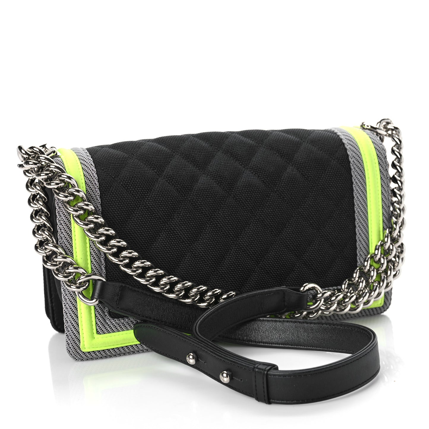 Canvas Quilted Medium Fluo Boy Flap Black Grey Yellow