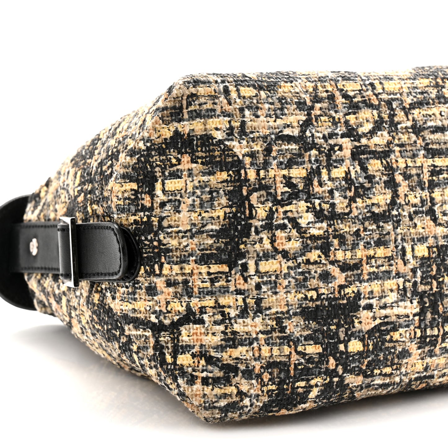 Tweed Lambskin Shoulder Bag Black Yellow