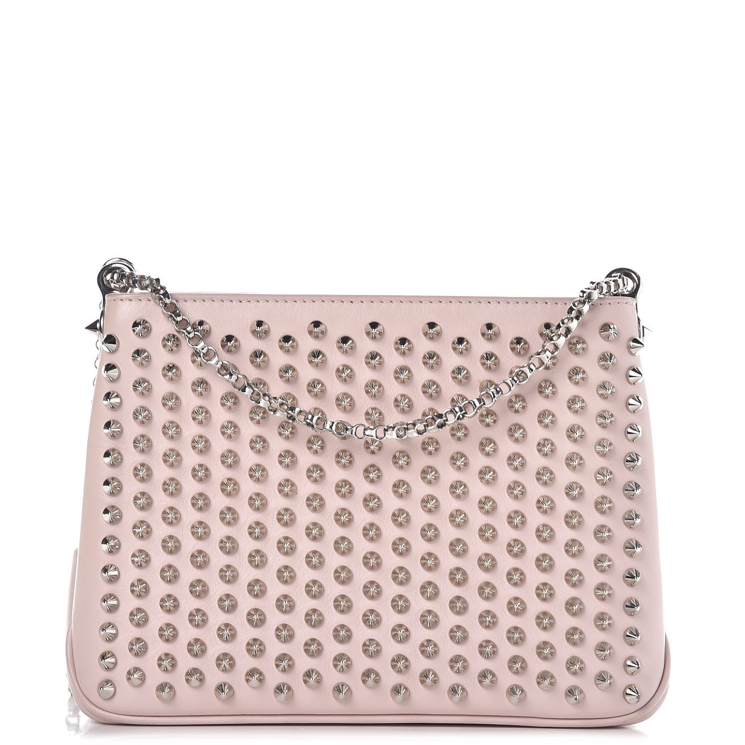 Christian Louboutin Calfskin Small Triloubi Paris Spikes Chain Bag Ballerina Silver 1 of 8