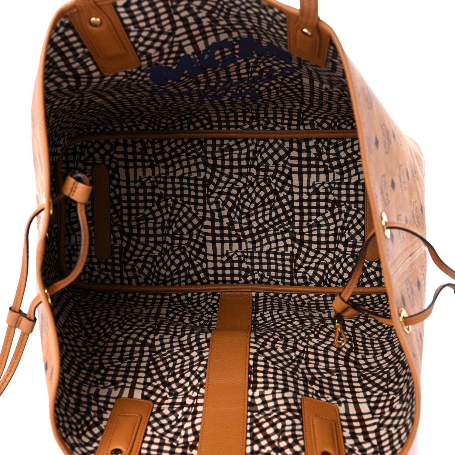 MCM Visetos Large Liz Reversible Shopper Tote Cognac 5 of 13