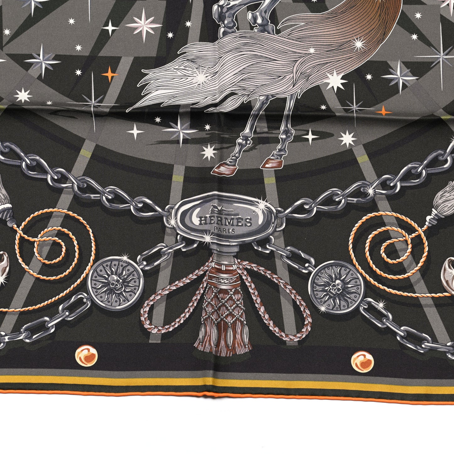 Silk C'est La Fete Double Face Scarf 90 Kaki Anthracite Gris