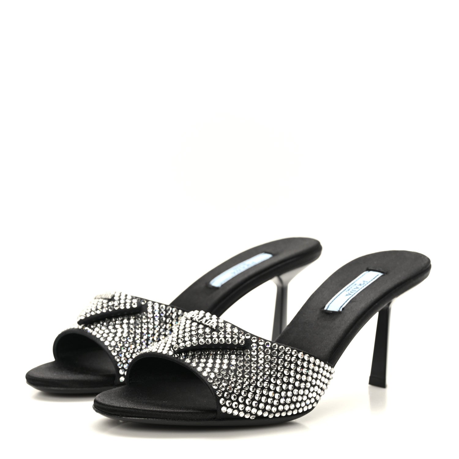 Prada Satin Crystal Logo 65mm Slide Sandals 36.5 Cristal 3 of 7