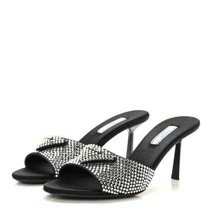 Prada Satin Crystal Logo 65mm Slide Sandals 36.5 Cristal 3 of 7