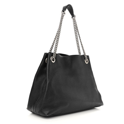 Gucci Pebbled Calfskin Studded Medium Soho Chain Shoulder Bag Black 3 of 14
