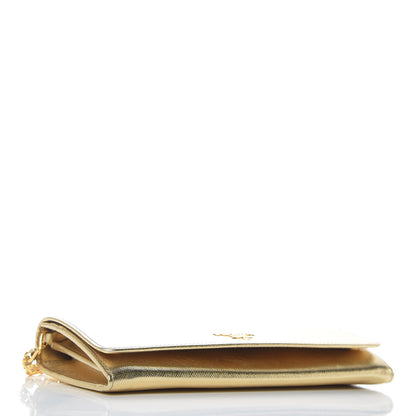 Prada Saffiano Metal Oro Chain Wallet Platino 4 of 10