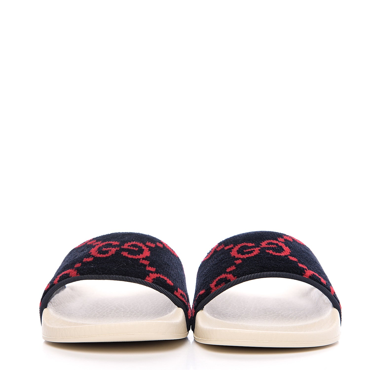 Gucci Terry Cloth GG Monogram Slide Sandals 36 Blue Red 2 of 7