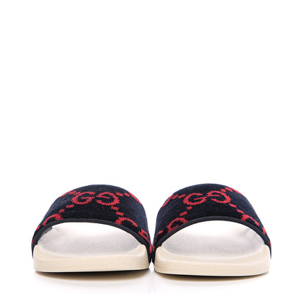 Gucci Terry Cloth GG Monogram Slide Sandals 36 Blue Red 2 of 7