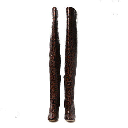 Bottega Veneta Croc Effect Canalazzo Over The Knee Boots 39 Barrel 3 of 12