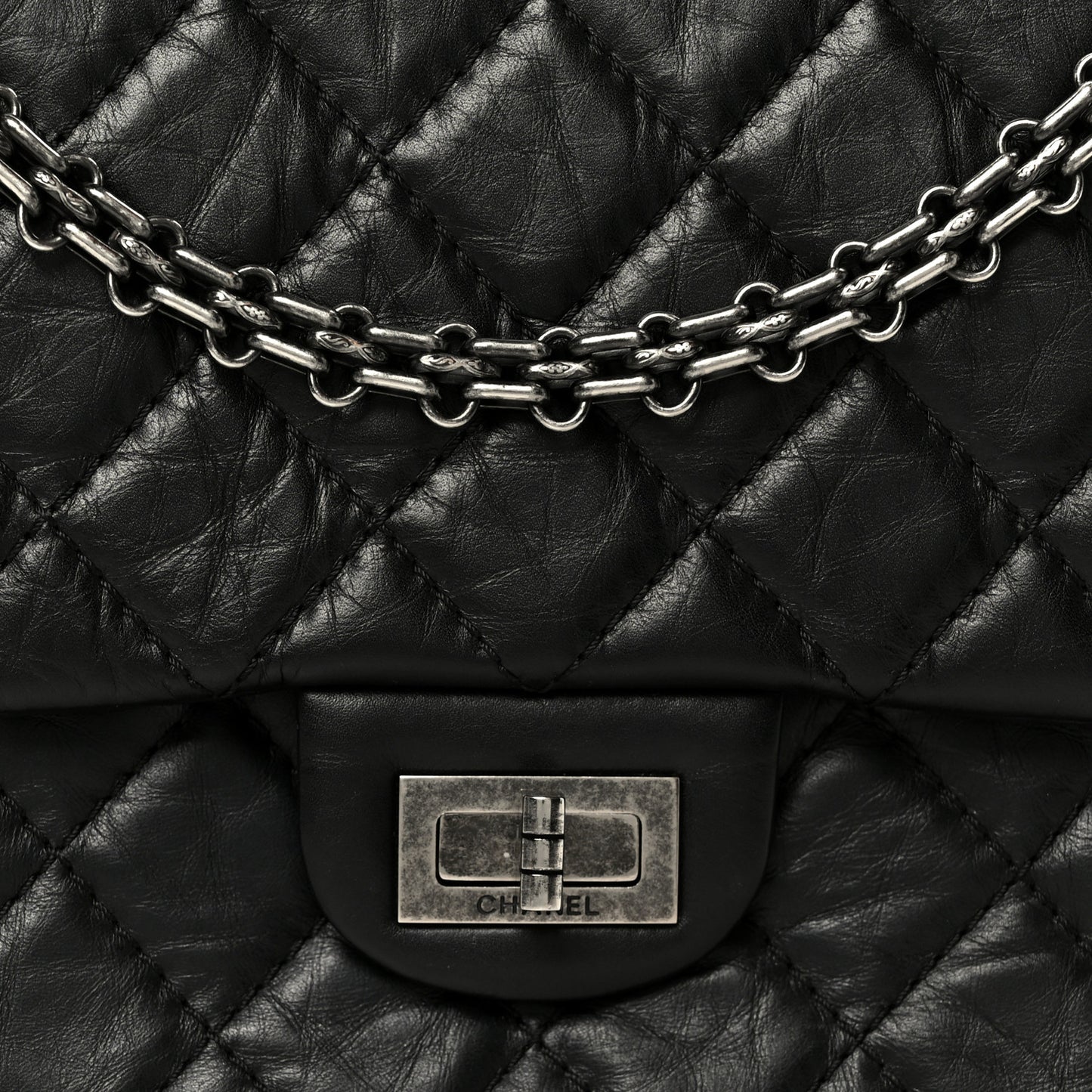 Aged Calfskin Quilted 2.55 Reissue 226 Flap Black