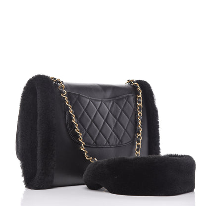 Chanel Lambskin Shearling CC Muff Flap Bag Black 3 of 9