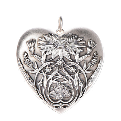 Tiffany Sterling Silver Large Ziegfeld Daisy Heart Locket Pendant 1 of 5