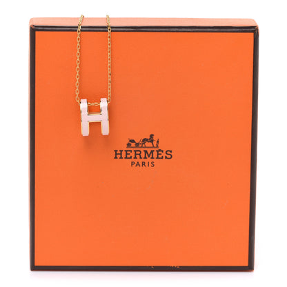 Hermes Lacquered Rose Gold Pop H Pendant Necklace Rose Dragee 8 of 8