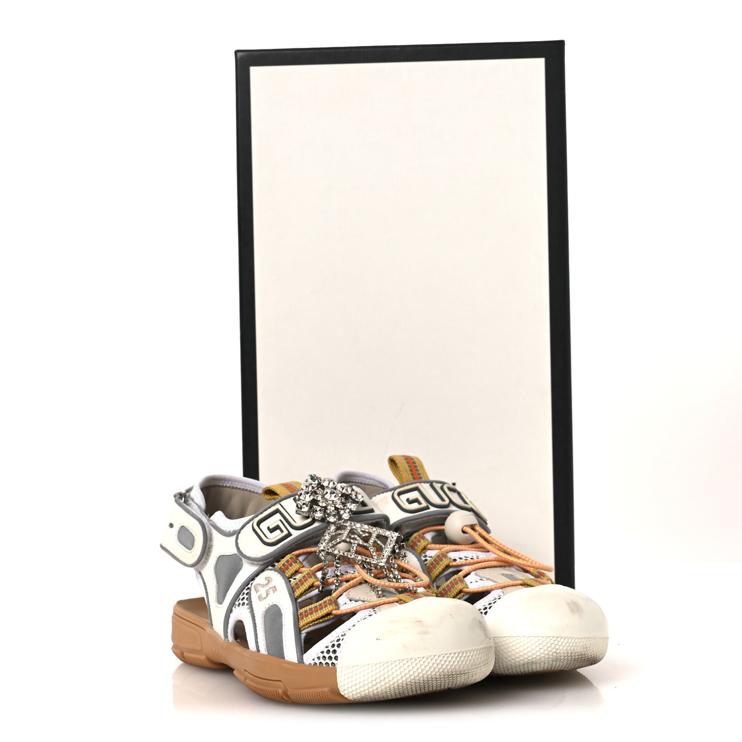 Mesh Fabric Tinsel Sport Sandals 36 White Silver