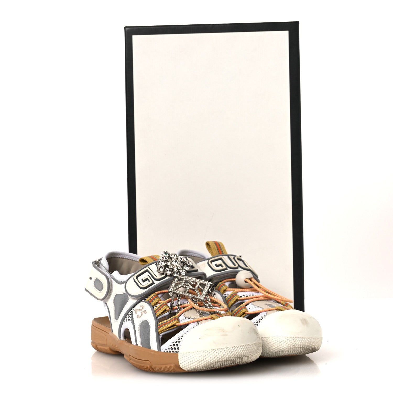 Gucci Mesh Fabric Tinsel Sport Sandals 36 White Silver 13 of 13