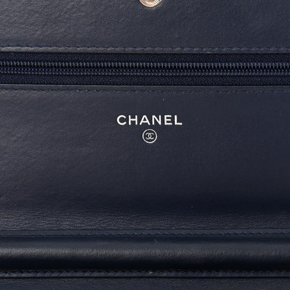 Chanel Caviar Quilted Boy Wallet On Chain WOC Navy 5 of 15
