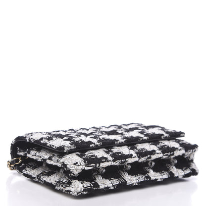 Chanel Tweed Quilted Wallet On Chain WOC Black Ecru White 3 of 10