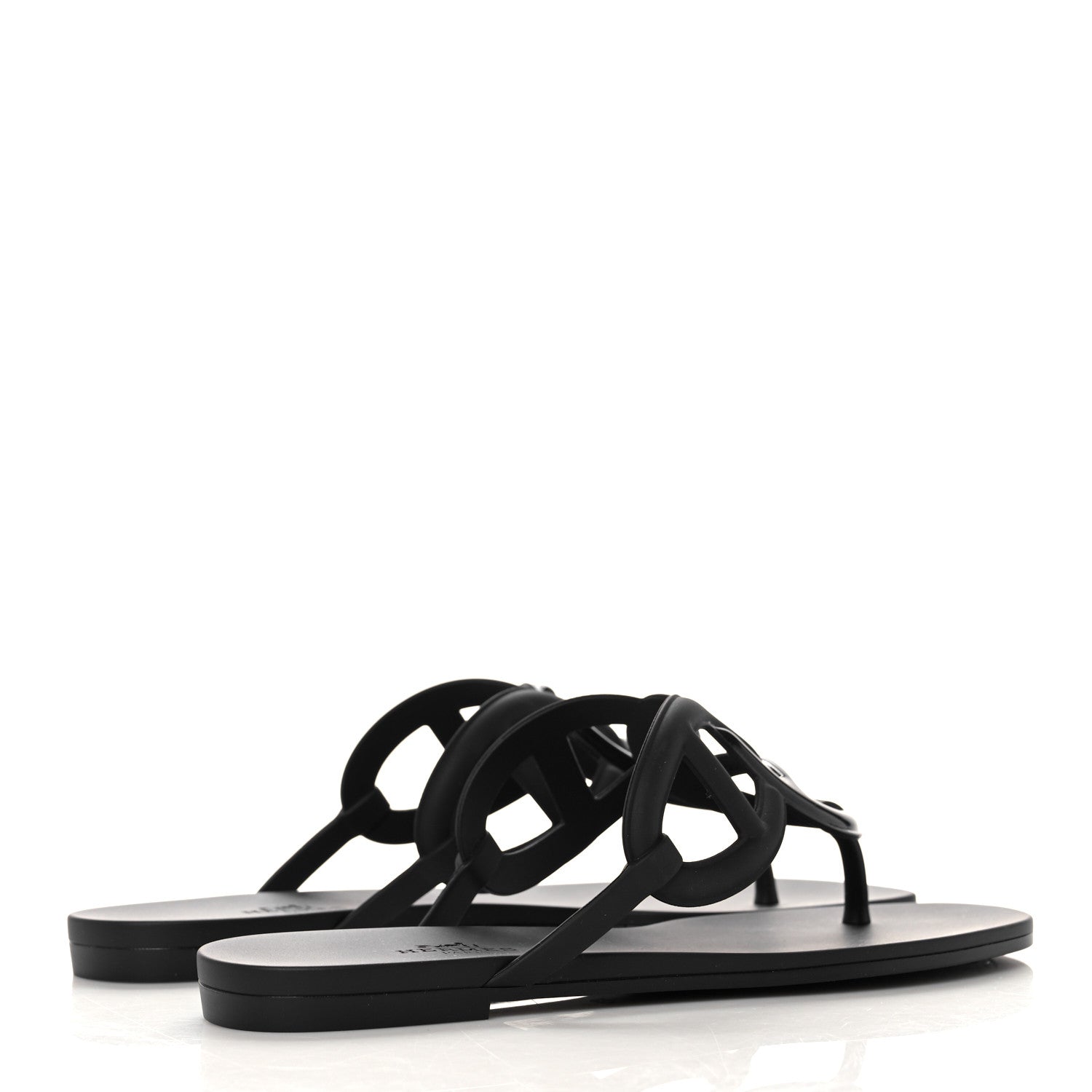 Hermes Rubber Womens Egerie Sandals 37 Black 4 of 9