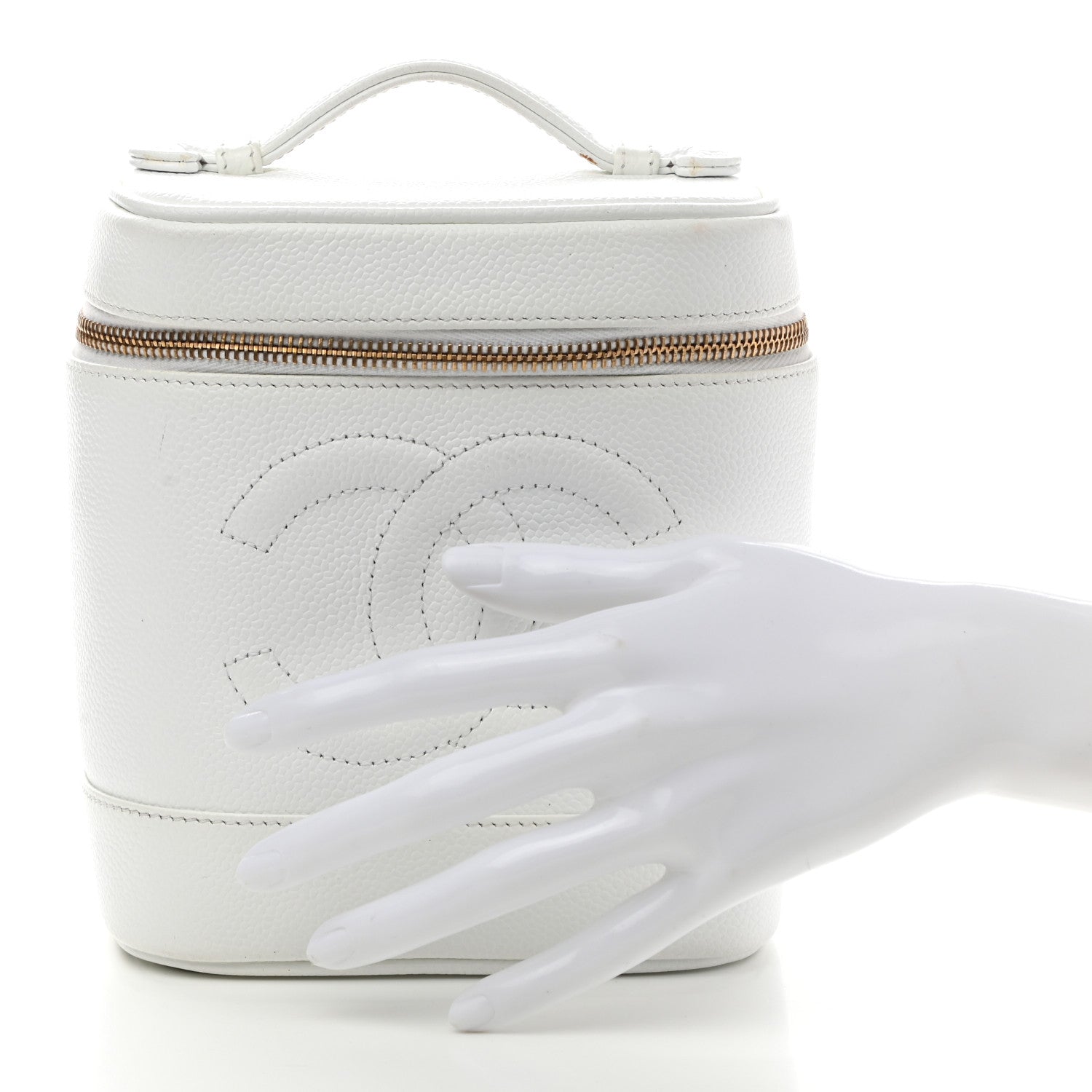 Chanel Caviar Cosmetic Vanity Bag White 2 of 11