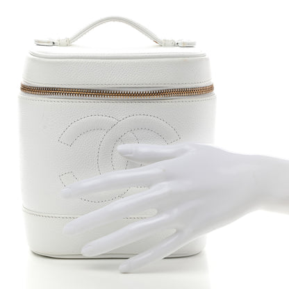 Chanel Caviar Cosmetic Vanity Bag White 2 of 11