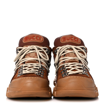 Gucci X SEGA Suede Calfskin GG Monogram Mens Flashtrek Sneakers 11.5 New Cuir Beige Ruggine 2 of 13