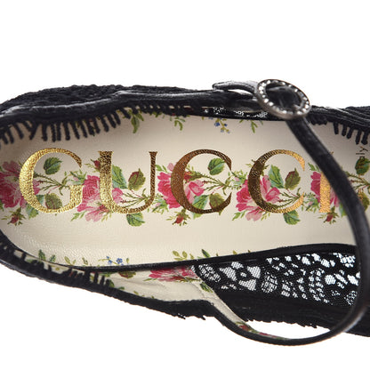 Gucci Lace Pizzo Venice Pumps 38 Black 7 of 9