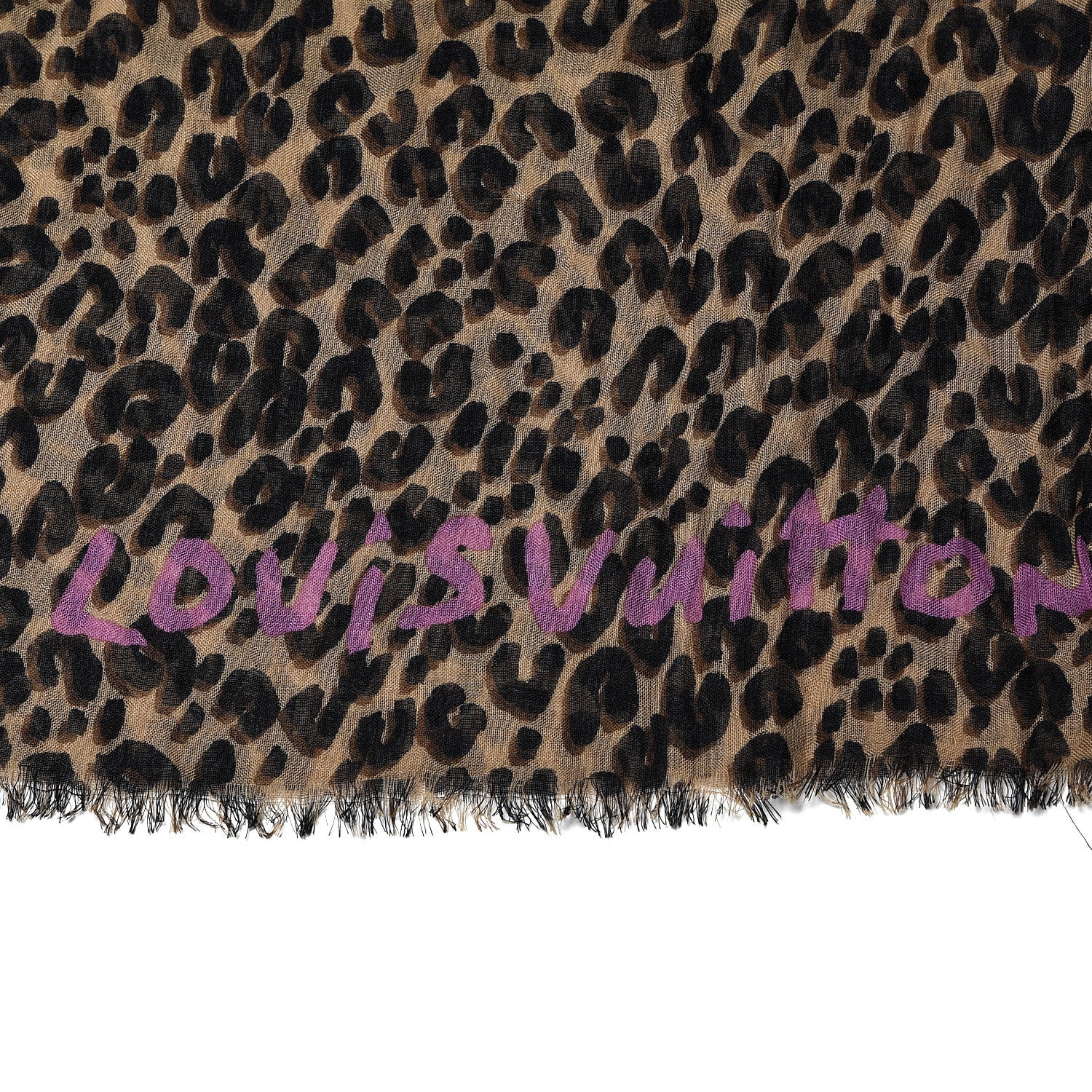 Louis Vuitton Cashmere Silk Leopard Etole Stole Marron 3 of 5