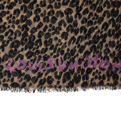 Louis Vuitton Cashmere Silk Leopard Etole Stole Marron 3 of 5