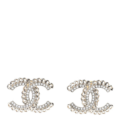 Chanel Crystal Chain CC Earrings Gold 1 of 5