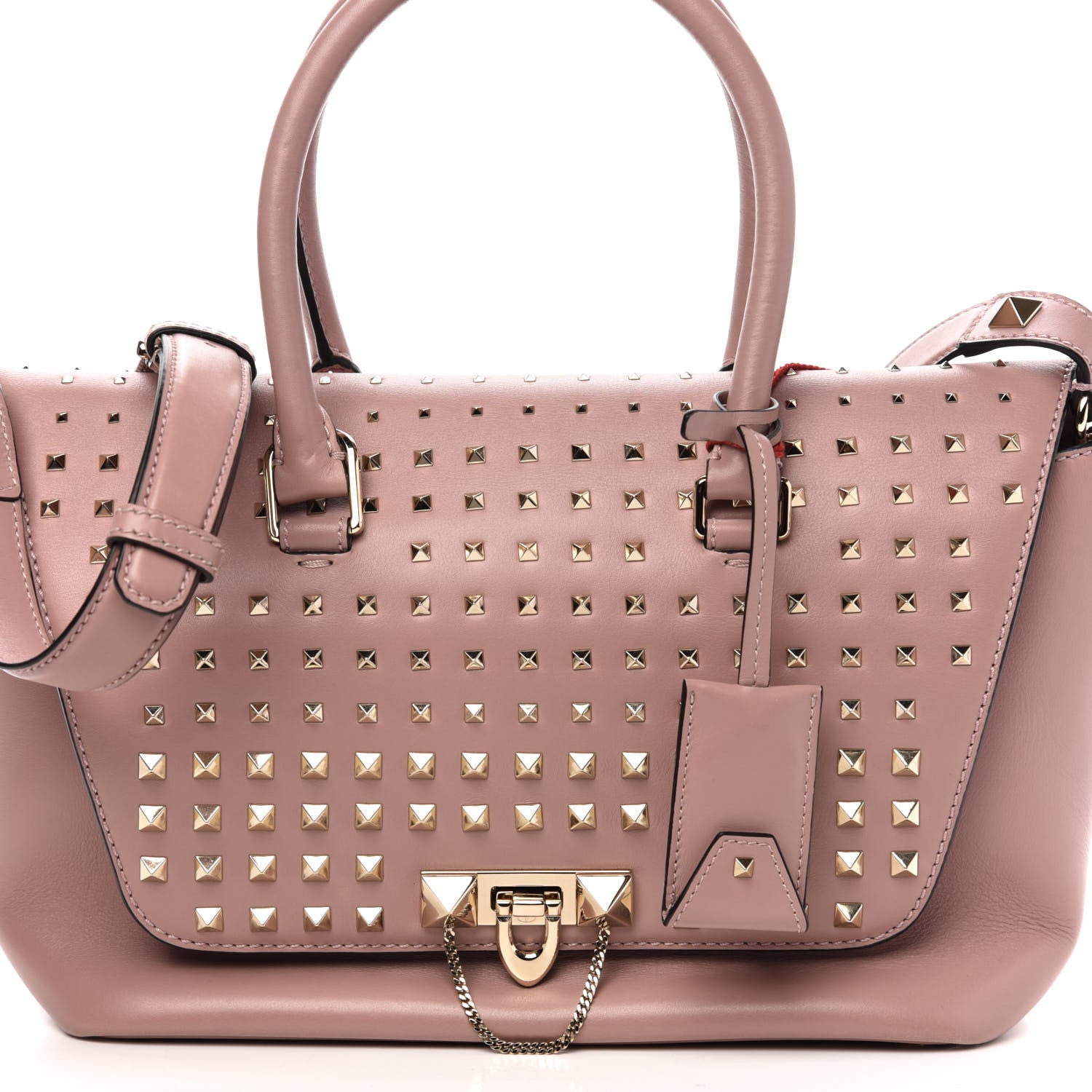 Valentino Garavani Calfskin Small Rockstud All Over Demilune Double Handle Satchel Lipstick 13 of 13