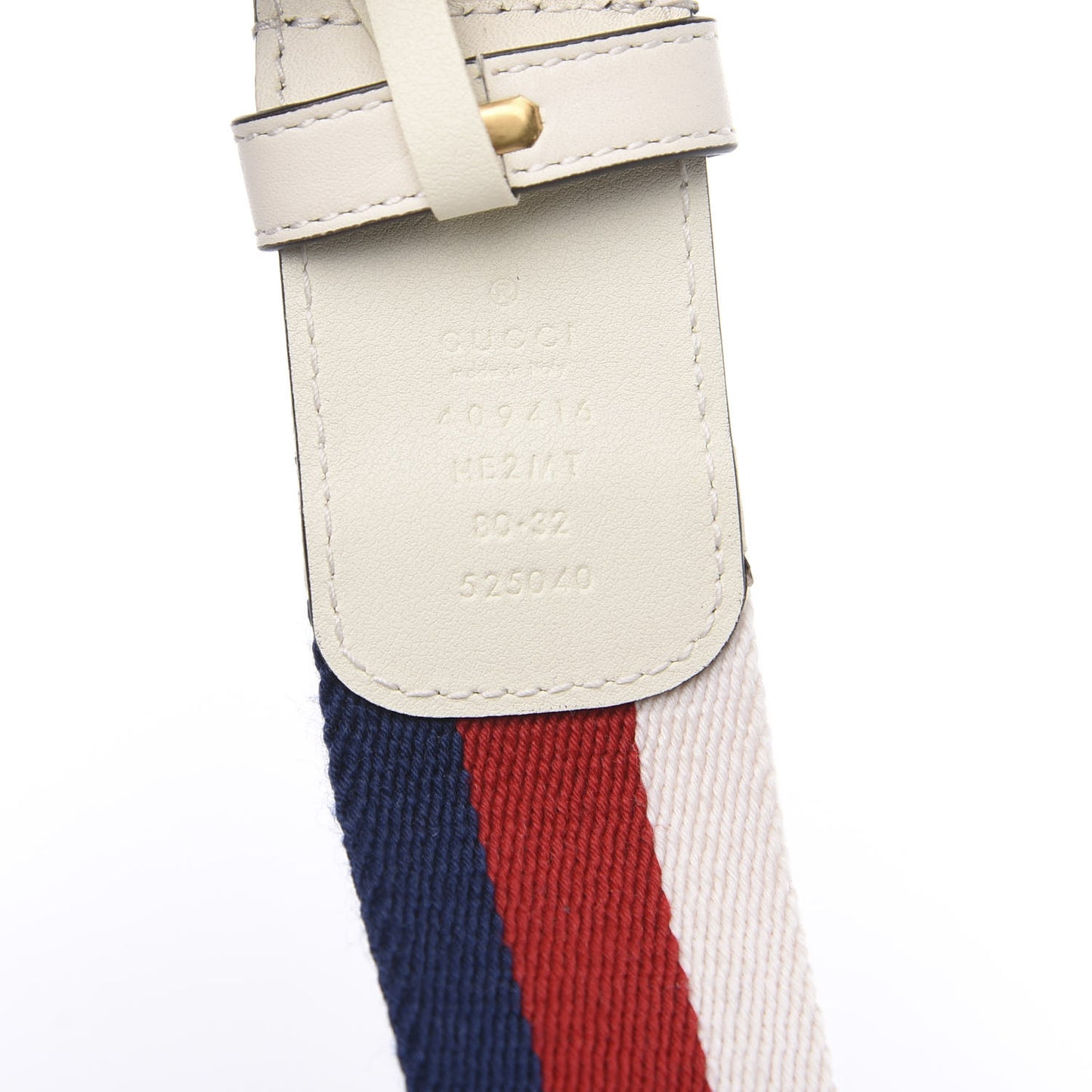 Nylon Calfskin Sylvie Web Double G 40mm Belt 80 32 Mystic White Hibiscus Red Maritime