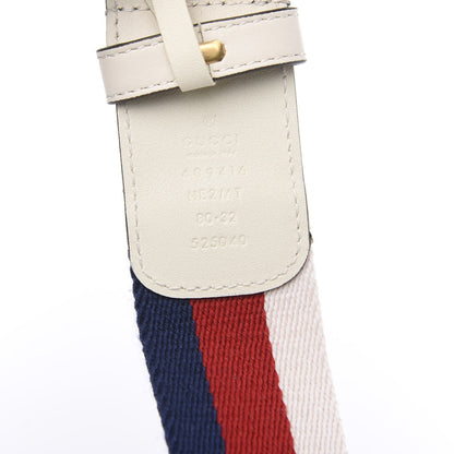 Gucci Nylon Calfskin Sylvie Web Double G 40mm Belt 80 32 Mystic White Hibiscus Red Maritime 4 of 4