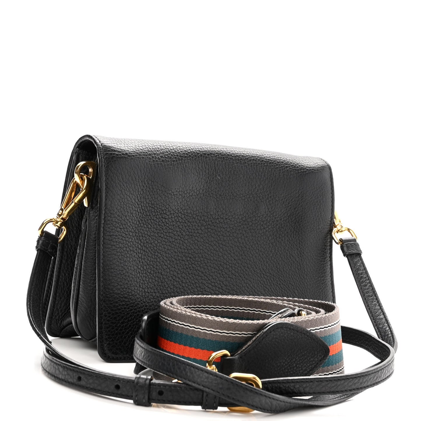Vitello Daino Flap Crossbody Black