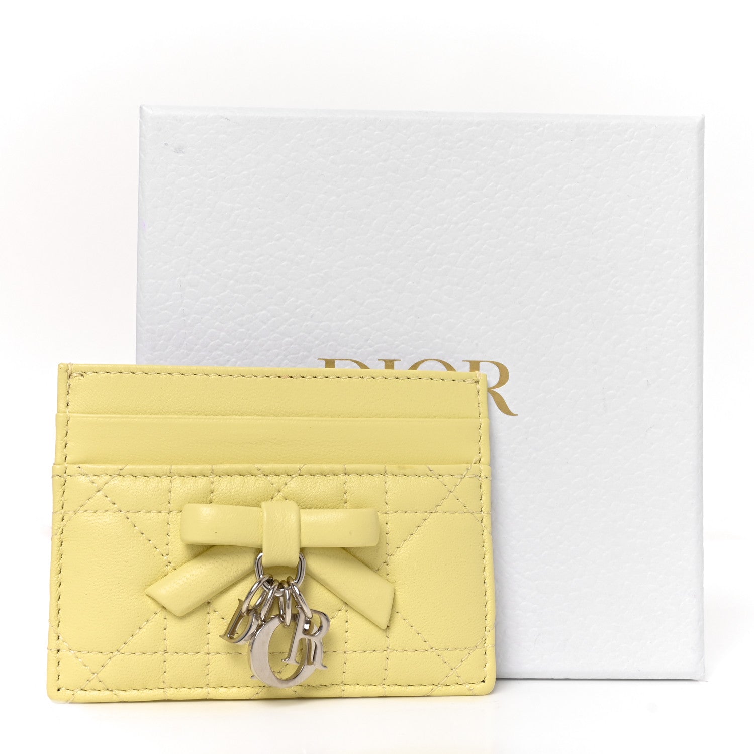 Christian Dior Lambskin Cannage Lady Dior Fressia Card Holder Mimosa 8 of 8
