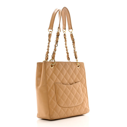 Chanel Caviar Quilted Petit Shopping Tote PST Dark Beige 3 of 10