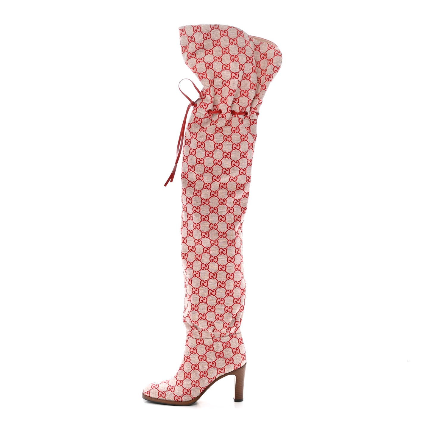 Monogram Over The Knee Boots Gardenia 35.5 Hibiscus Red