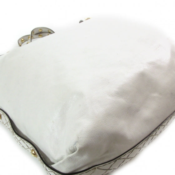 Leather Studded Irina Tote White