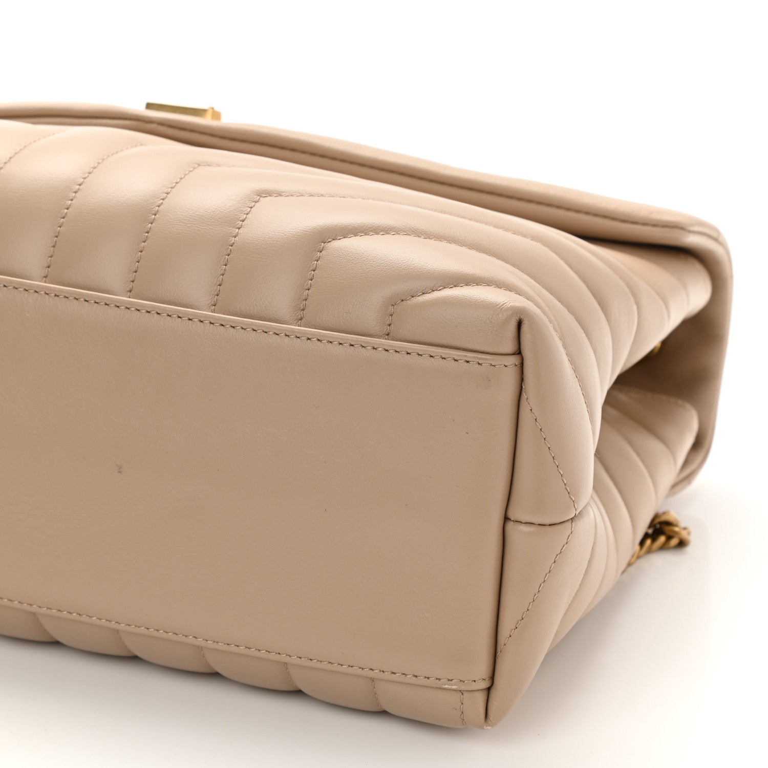 Saint Laurent Calfskin Y Quilted Monogram Medium Loulou Chain Satchel Dark Beige 9 of 10