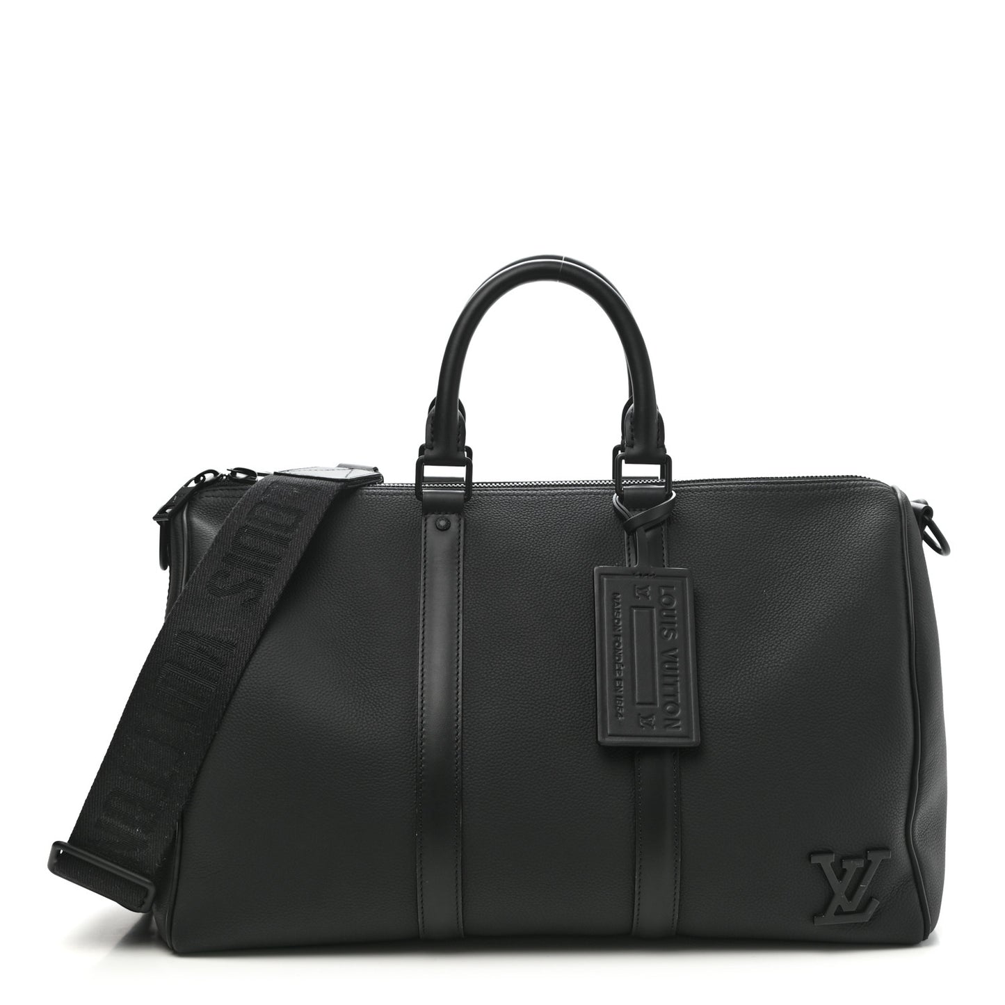 Grained Calfskin Aerogram Keepall Bandouliere 40 Black